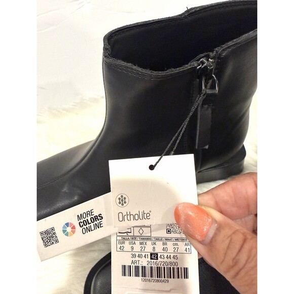 Zara Men’s Black Topstitched Leather Boots Square Toe Side Zip NWT Size 42 US 9 main image 4